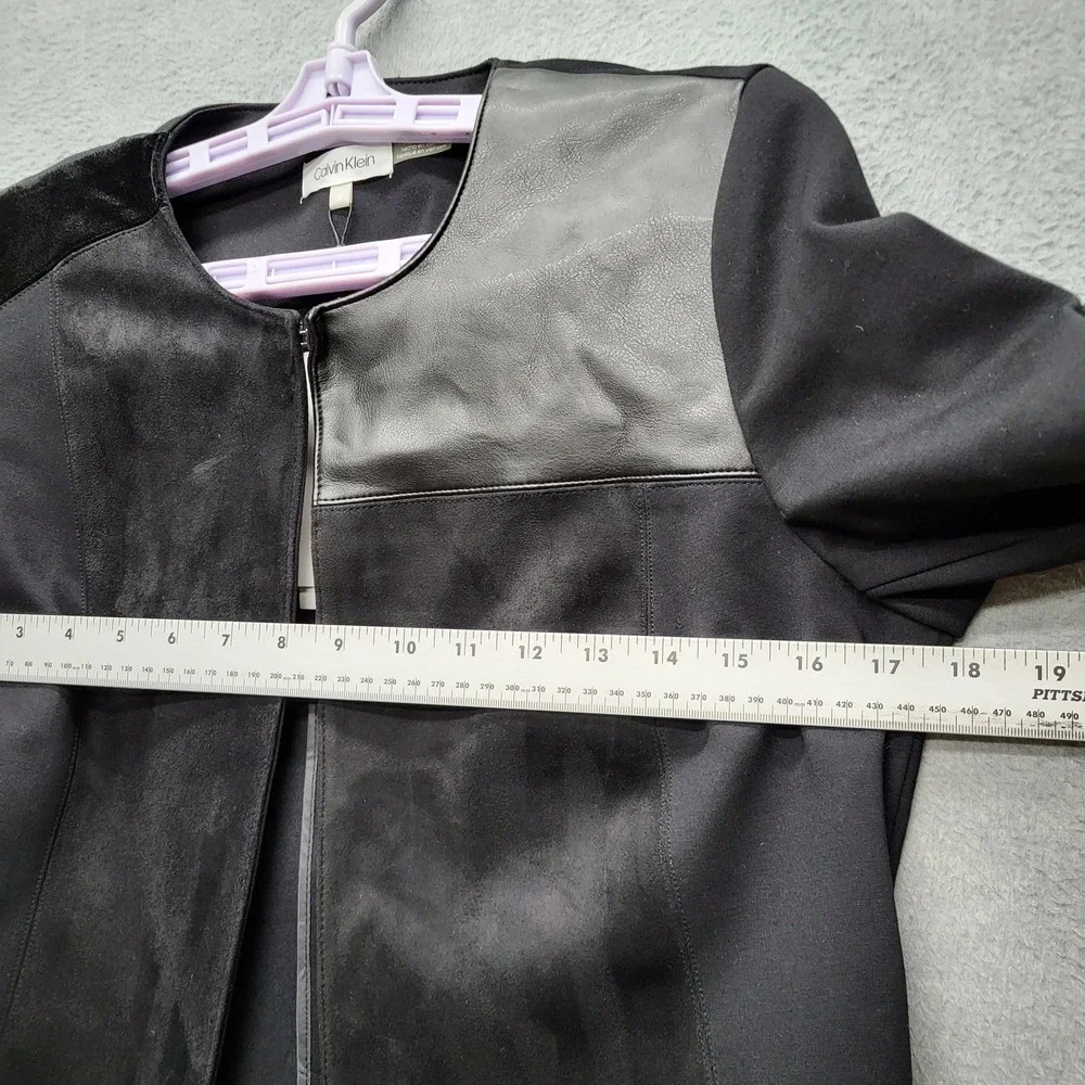 Calvin Klein Women Jacket 8 Black Faux Suede Leather Topper M9HCX182‎